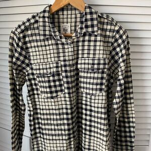 Billabong Cream and Black Plaid Long-Sleeve Button-Down Shirt